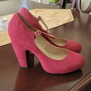 Nine West Red Suede Mary Janes